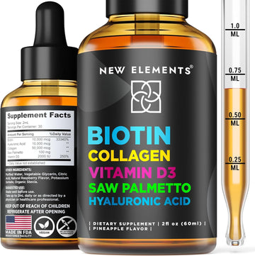 Liquid Biotin Drops With Collagen, Vitamin D3, Saw Palmetto And Hyaluronic Acid