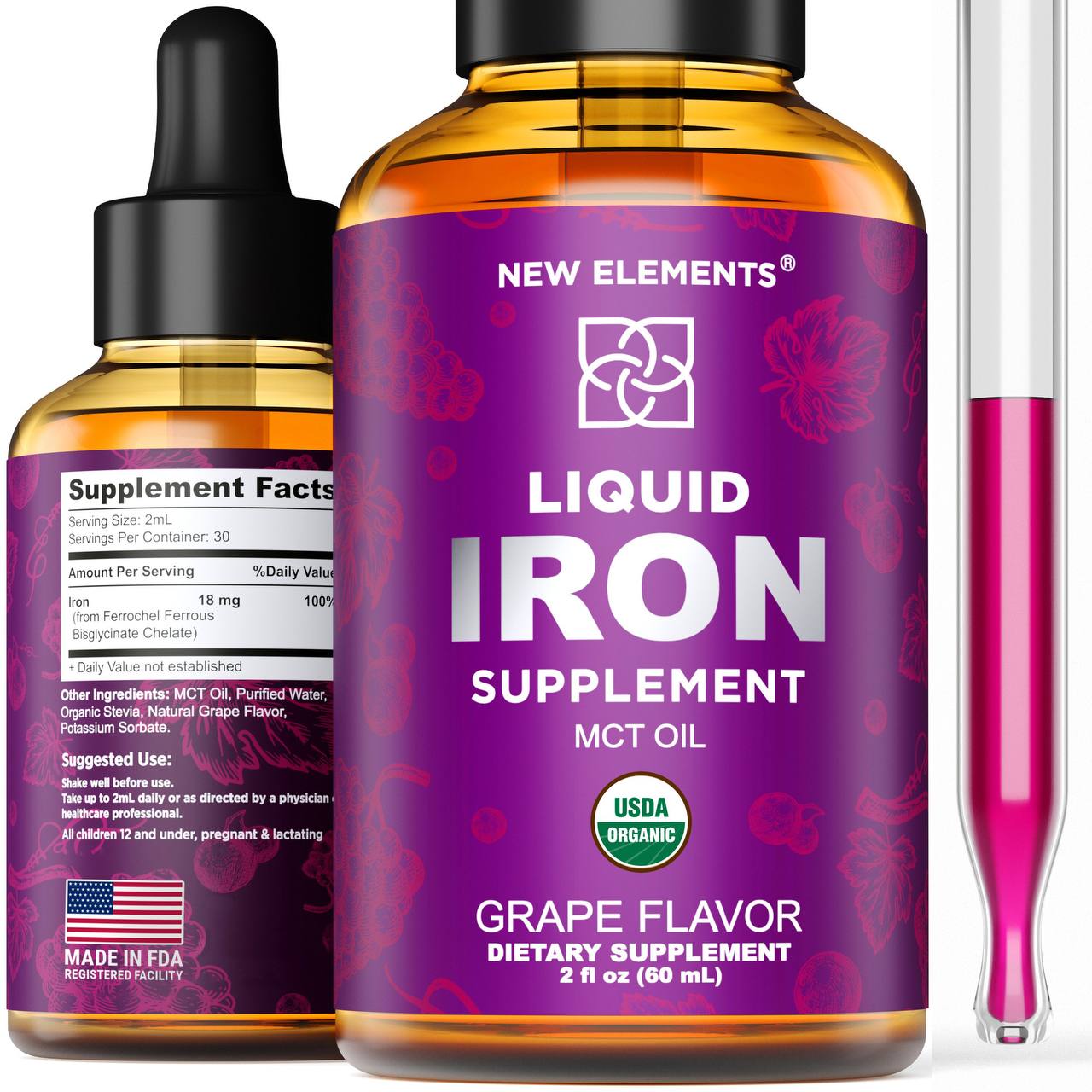 New Elements' Liquid Iron Drops - The Best Iron Supplement