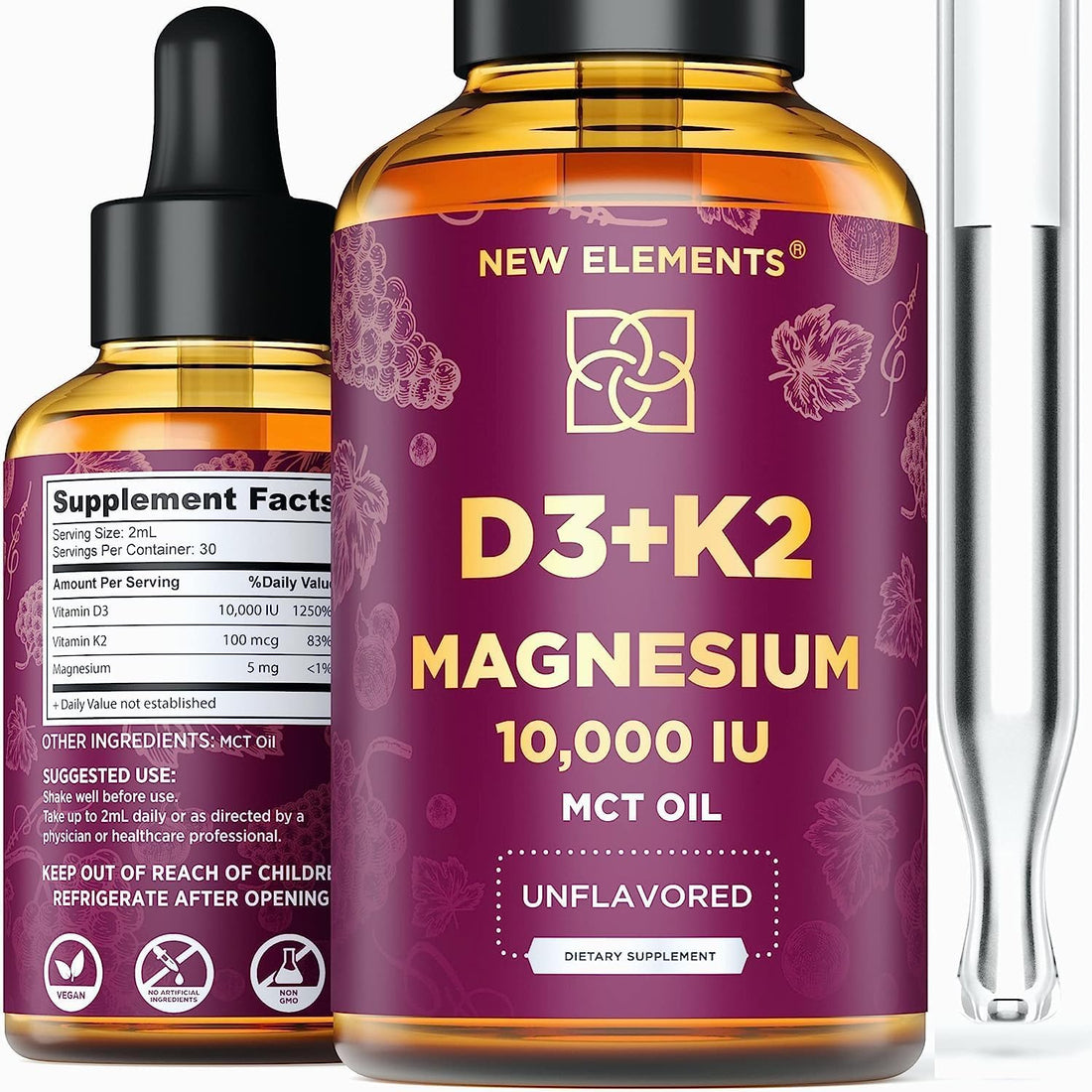 Vitamin D3 + K2 + Magnesium Liquid Drops