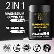 Magnesium Glycinate Gummies with Vitamin B6 – 500 mg Magnesium + 100 mg B6 | Sleep, Relaxation, Stress & Muscle Support | Vegan, Pineapple Flavor (60 Gummies)