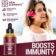 Magnesium Glycinate with Vitamin B6 – Liquid Drops 500 mg + 100 mg | Stress Relief, Sleep & Relaxation, Muscle & Heart Support (2 fl oz)