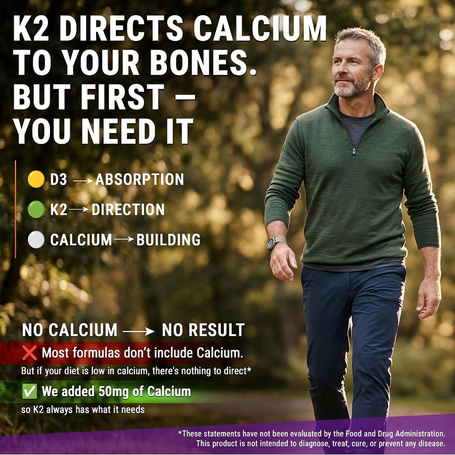 Vitamin D3 K2 Magnesium with Zinc & Calcium | Magnesium Glycinate 1500mg | D3 10,000 IU | K2 200mcg | Calcium 50mg | Zinc 50mg | Bone, Muscle & Immune Support for Women & Men - Vegan - Non-GMO