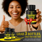 Biotin 10,000mcg with Collagen, Keratin & Pumpkin Seed Oil – Hair, Skin & Nails Supplement for Women & Men | Hair Growth, Strength & Shine | 60 Softgels