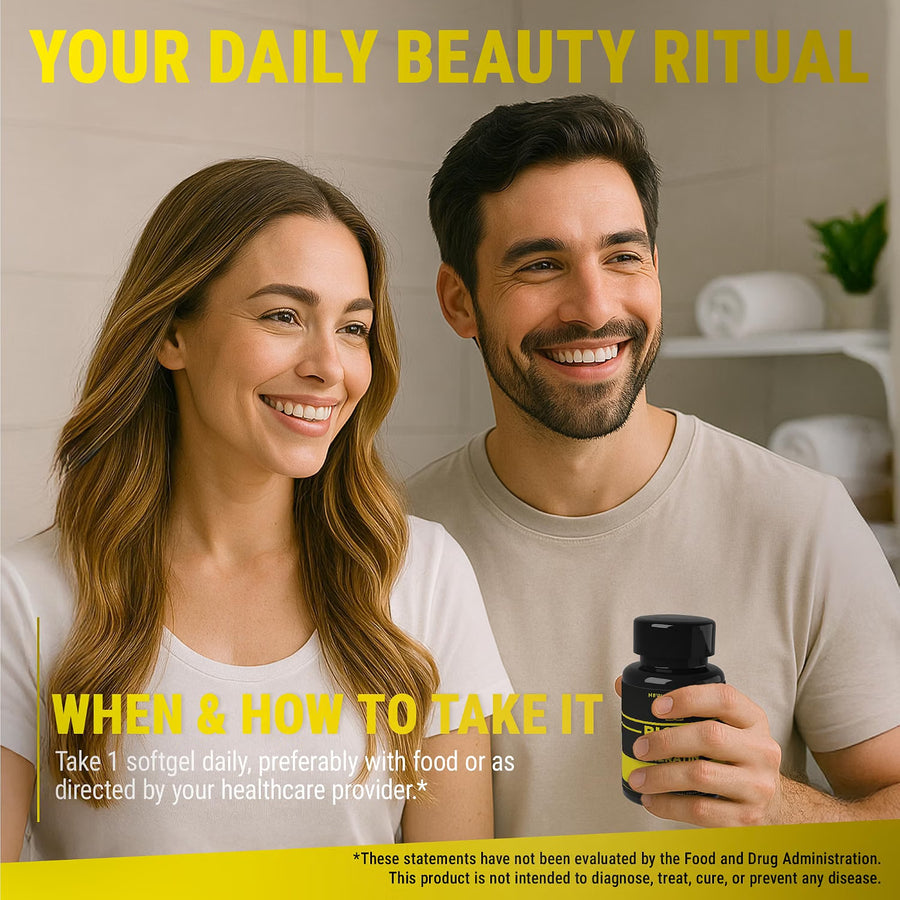Biotin 10,000mcg with Collagen, Keratin & Pumpkin Seed Oil – Hair, Skin & Nails Supplement for Women & Men | Hair Growth, Strength & Shine | 60 Softgels