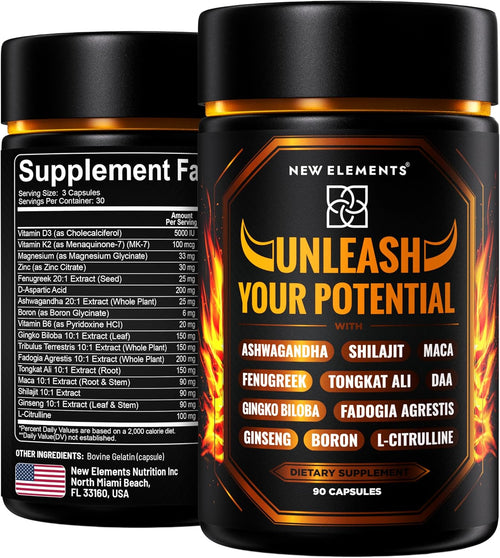 Testosterone Support for Men – Herbal Test Booster with Tongkat Ali, Fadogia Agrestis, Ashwagandha, Shilajit, Tribulus, Ginseng & Zinc | Energy, Strength & Vitality | 90 Capsules