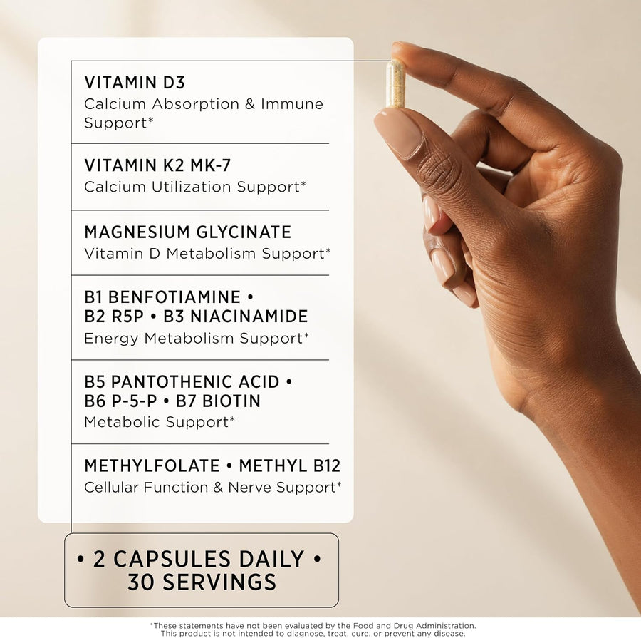 Magnesium Glycinate & B Complex | D3 5000 IU + K2 MK-7 200 mcg with Magnesium Glycinate & 8 B Vitamins; 11-in-1 formula, 60 vegan capsules / 30 servings