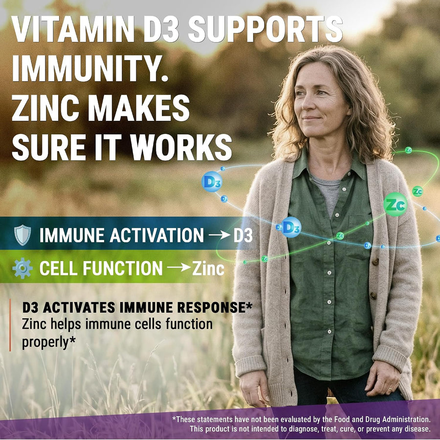 Vitamin D3 K2 Magnesium with Zinc & Calcium | Magnesium Glycinate 1500mg | D3 10,000 IU | K2 200mcg | Calcium 50mg | Zinc 50mg | Bone, Muscle & Immune Support for Women & Men - Vegan - Non-GMO