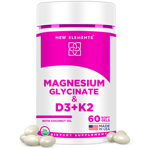 Magnesium Glycinate with Vitamin D3 (10,000 IU) & K2 (200 mcg) – Bone, Heart & Relaxation Support | Softgels with Coconut Oil (60 Count)
