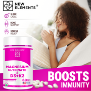 Magnesium Glycinate with Vitamin D3 (10,000 IU) & K2 (200 mcg) – Bone, Heart & Relaxation Support | Softgels with Coconut Oil (60 Count)