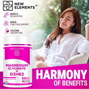 Magnesium Glycinate with Vitamin D3 (10,000 IU) & K2 (200 mcg) – Bone, Heart & Relaxation Support | Softgels with Coconut Oil (60 Count)