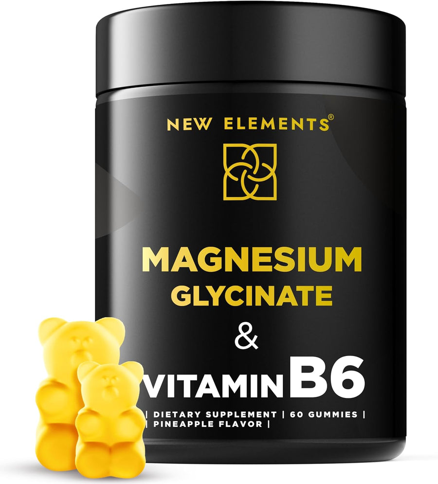Magnesium Glycinate Gummies with Vitamin B6 – 500 mg Magnesium + 100 mg B6 | Sleep, Relaxation, Stress & Muscle Support | Vegan, Pineapple Flavor (60 Gummies)